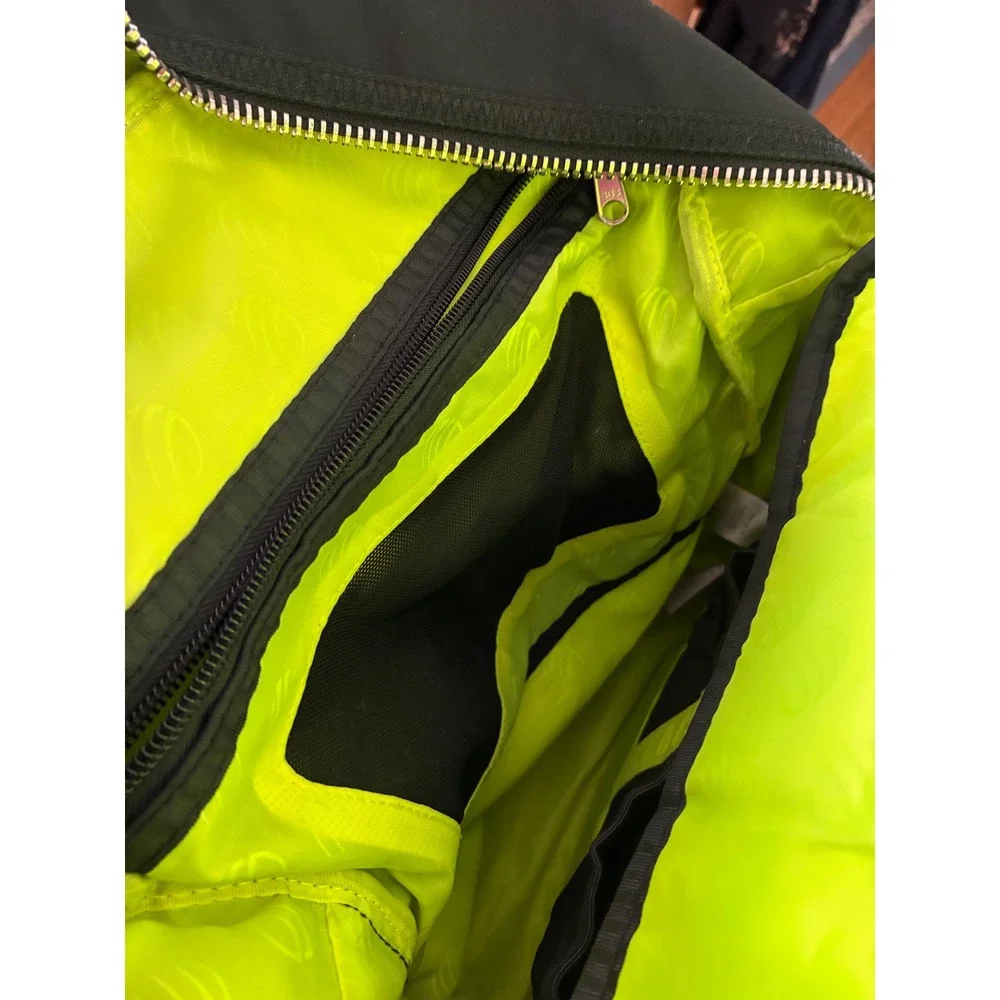 MPG Sport Mondetta Performance Gear Black Nylon Backpack Neon Green Lining